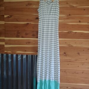 Just Be White and Gray Spaghetti Strap Sundress